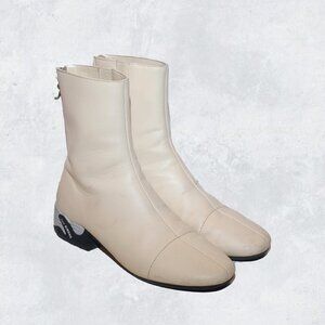 Raf Simons Solaris High White Leather Zip Up Chelsea Boots US 11 UK 10 EU 44